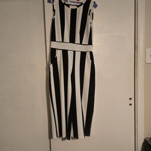 Black and White Striped Sleeveless Dress